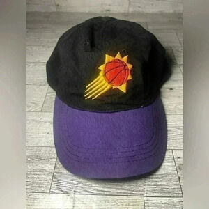 NBA Phoenix Suns Strapback Adjustable Hat Plain Logo Black & Purple Basketball